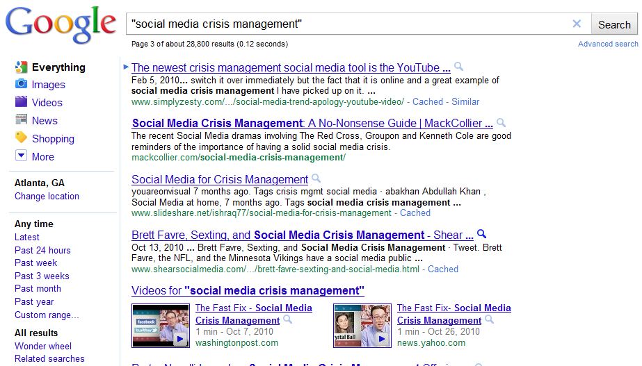 Social Media Crisis Management, Twitter